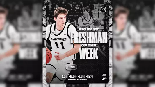 Ryan Mela Freshman of the Week BIG EAST 8.5 points per game, 12.0 rebounds per game, 3.0 assists per game, 1.5 steals per game January 6-12, 2025