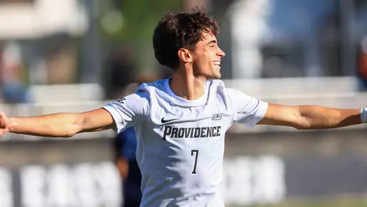 Bruno Rosa Celebrates a goal against Villanova at Chapey Field