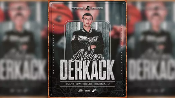 Aiden Derkack Guard, 6 feet, 7 inches, 190 pounds, Colonia, New Jersey, Aiden Derkack wearing a black Providence College jacket, Providence Basketball