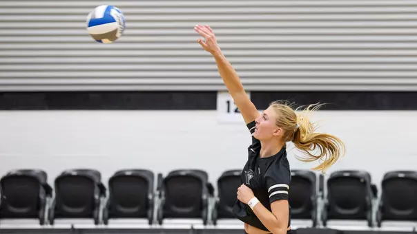Tori Otter Hitting at Alumni Hall in Providence, R.I. during a non conference match against New Haven.