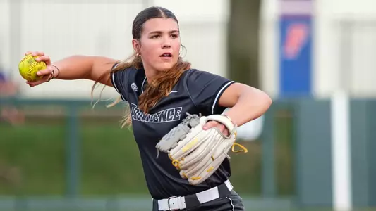 Riley Quirk action photo of her throwing a ball in a game during the 2025 season.