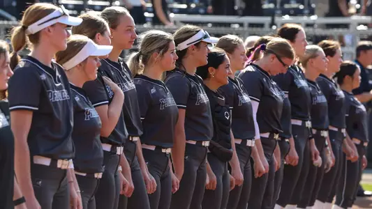 Softball anthem lineup before one of their games in 2025.
