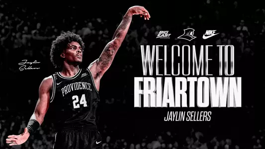Jaylin Sellers - Welcome to Friartown, picture of Jaylin Sellers in black Friar jersey number 24 posting after a shot