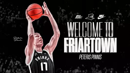 Welcome to Friartown Peteris Pinnis - picture of Peteris Pinnis in black Friar basketball uniform number 17
