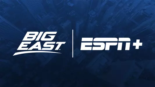 A graphic that features theBIG EAST and ESPN+ logos, used to accompany an announcement about the partnership of the two entities.