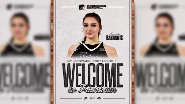A graphic featuring Austeja Babraitis to announce her commitment to the women's basketball team for the 2025-26 season.