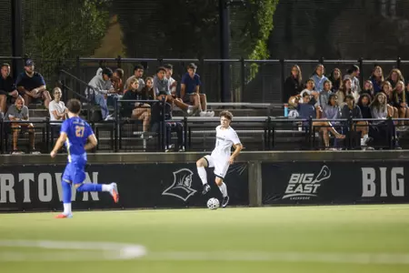 Men's Soccer player Fernando Garcia Gil dribbling the ball on August, 25, 2025; Chapey Field at Anderson Stadium, Rhode Island; during a non conference matchup between New Haven and Providence College. Photo by Brian Foley for Foley Photography
