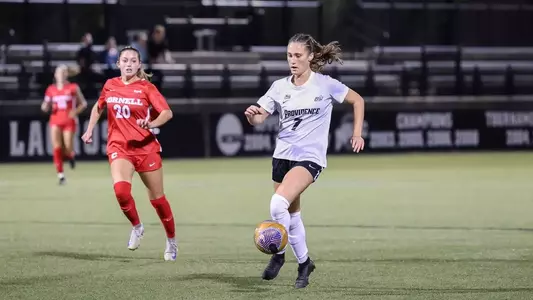 Caitlin Driscoll dribbles the ball on September, 11, 2025; Providence, Rhode Island; during a non conference matchup between Cornell and Providence College. The Friars and Big Red played to a 1-1 tie. Photo by Brian Foley for Foley Photography