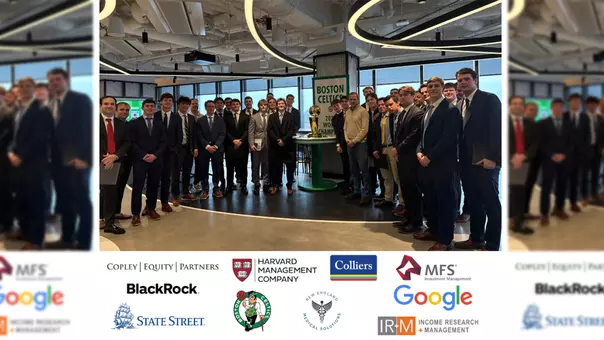 Men's Lacrosse Networking Day Graphic 2026 with team photo and list of companies visited by the team.