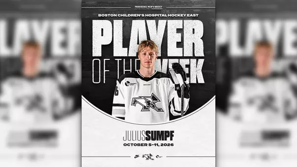 Graphic announcing Julius Sumpf as Boston Children's Hospital Hockey East Player of the Week