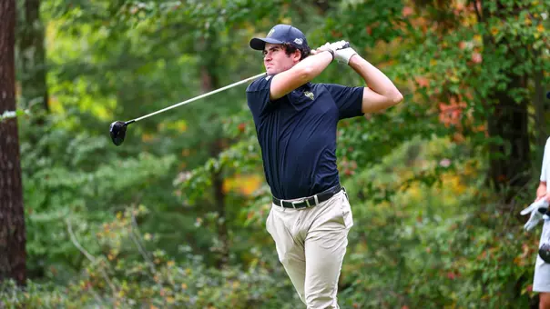 Men's golfer Callan Fahey hitting a tee shot