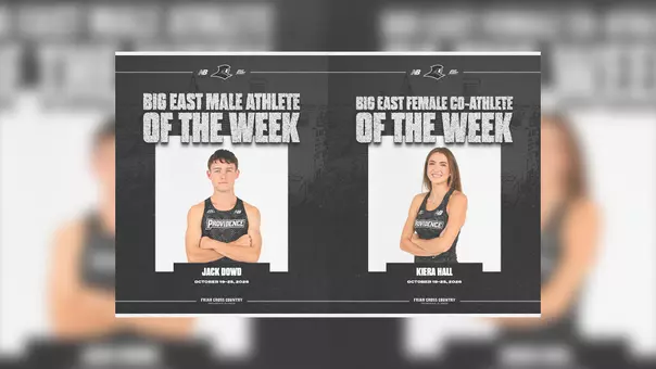 Graphics of cross country runners Jack Dowd and Kiera Hall for winning BIG EAST Cross Country Athletes of the Week