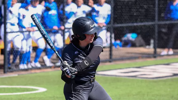 Cameron Dunn swings on pitch during a Big East conference matchup between Depaul and Providence held at Glay Field. Photo by Brian Foley for Foley Photography