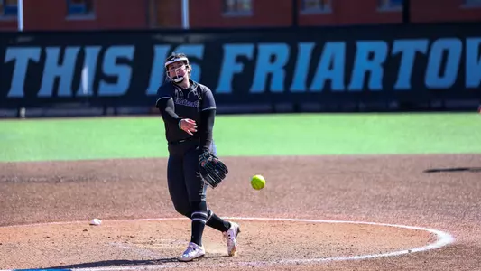 Addyson Frye throws pitch during a Big East conference matchup between Depaul and Providence held at Glay Field. Photo by Brian Foley for Foley Photography