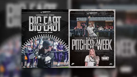 Alyssa Twomey BIG EAST Pitcher of the Week Graphic. Cameron Dunn Honor Roll