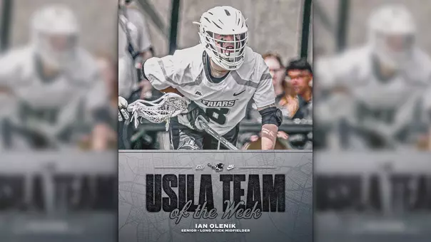 Ian Olenik United States Intercollegiate Lacrosse Association team of the week April 13 men's lacrosse graphic.