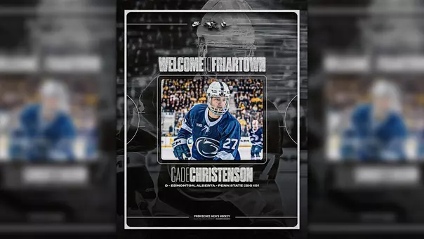 Graphic welcoming men's hockey player Cade Christenson to Providence College