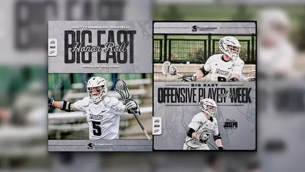 Graphic for Richie Joseph winning BIG EAST offensive player of the week and Rhett Chambers earning BIG EST weekly Honor Roll Honors