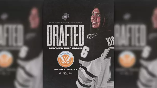 A graphic for Providence College women's ice hockey alumni Reichen Kirchmair being drafted in the PWHL Draft by the PWHL San Jose