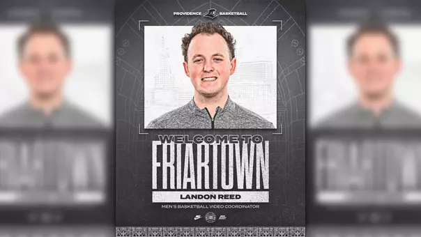 A graphic for men's basketball video coordinator Landon Reed