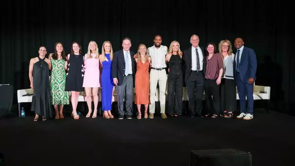 A photo of all the Providence College 2026 Hall of Fame inductees on stage