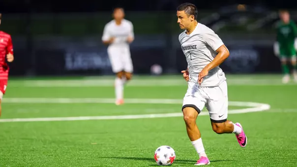 Men's soccer's Angelo Ventrella in action vs SHU