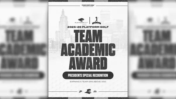 A graphic for the Providence College men's golf team earning Platfrom Golf Team Academic Award