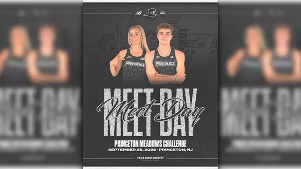 A graphic featuring cross country runners Anna Gardiner and Ryan LoCicero for the Princeton Meadows Challenge graphic