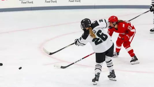 Cameryn Shiels taking a shot on net during a game against Sacred Heart