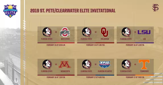 Softball To Play In ESPN’s 2019 St. Pete/Clearwater Elite Invitational