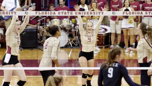 Volleyball Edges Out Boston College in Four-Set Victory