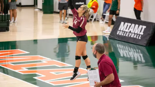 Volleyball Drops Four-Setter at Miami