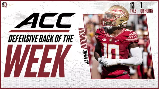 Jammie Robinson Named ACC Defensive Back of the Week