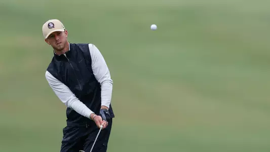 Florida State’s Frederik Kjettrup chips onto the 8th green in the ACC Men’s Golf Championship in Charlotte, N.C., Sunday, April 21, 2024. (Nell Redmond/ACC)