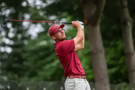 Jack Whaley watches his tee shot at the tenth hole during the finals of the 2026 U.S. Amateur at Merion Golf Club in Ardmore, Pa. on Sunday, Aug. 16, 2026. (Dustin Satloff/USGA)