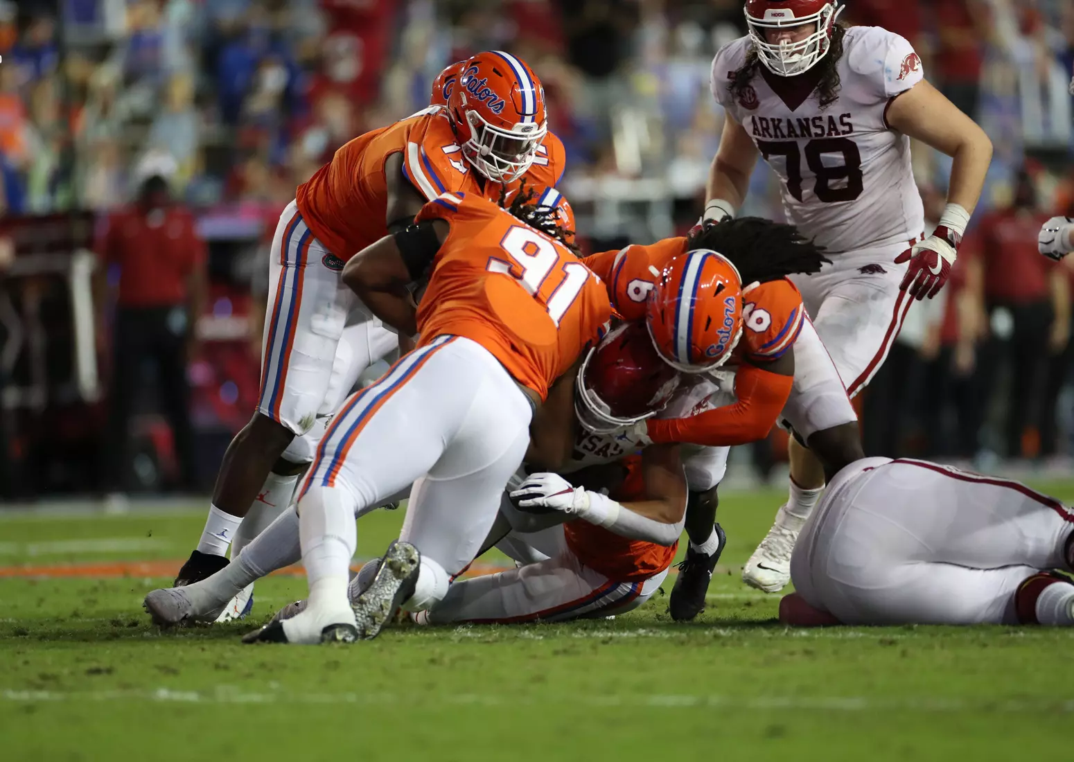 Scenes from the Gators' 63-35 win against the Razorbacks at Ben Hill Griffin Stadium