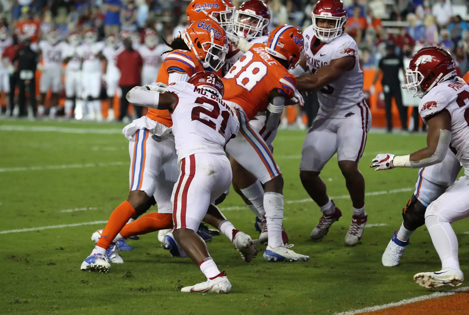 Scenes from the Gators' 63-35 win against the Razorbacks at Ben Hill Griffin Stadium