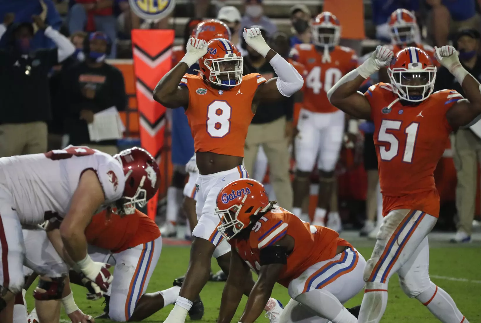 Scenes from the Gators' 63-35 win against the Razorbacks at Ben Hill Griffin Stadium