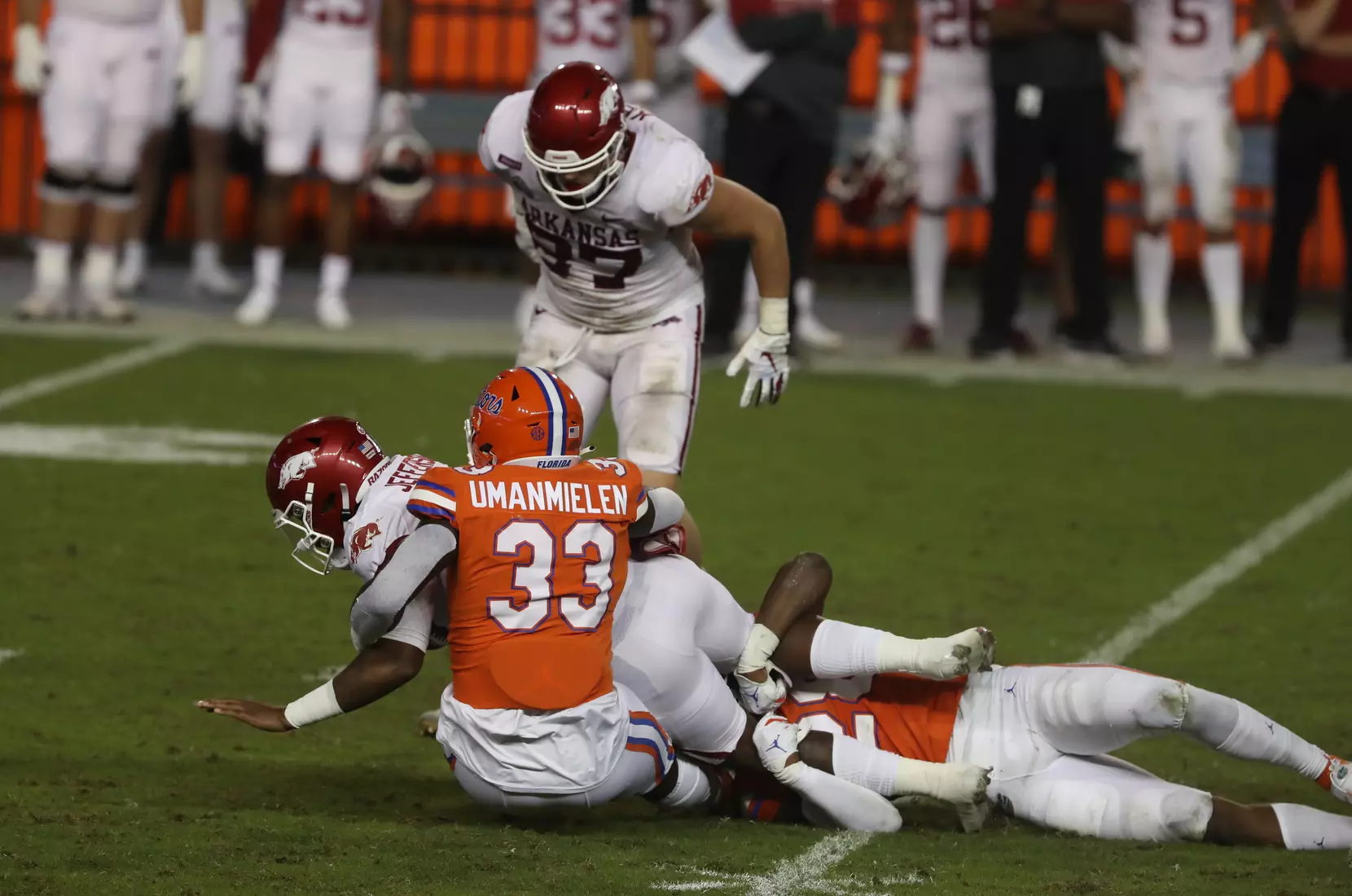Scenes from the Gators' 63-35 win against the Razorbacks at Ben Hill Griffin Stadium