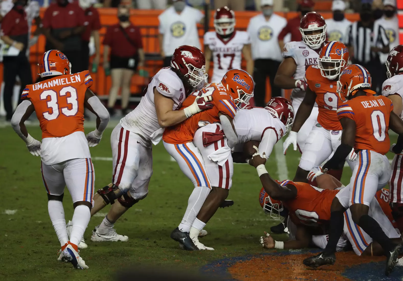 Scenes from the Gators' 63-35 win against the Razorbacks at Ben Hill Griffin Stadium