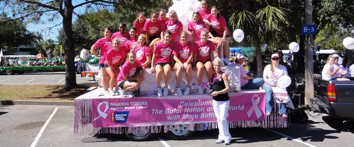 Gator Gymnastics in Pink for 2010 Homecoming Parade