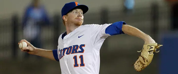 Randall Twirls Three-Hitter As No. 3 Baseball Downs Auburn, 6-0; Tucker Becomes UF's Hit Leader