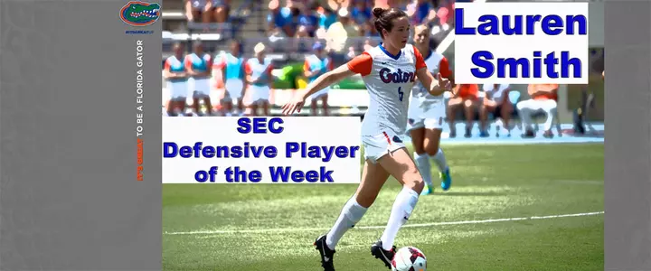 Florida's Lauren Smith is SEC Defensive Soccer Player of the Week