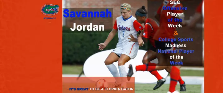 Savannah Jordan is SEC Soccer Offensive Player of the Week