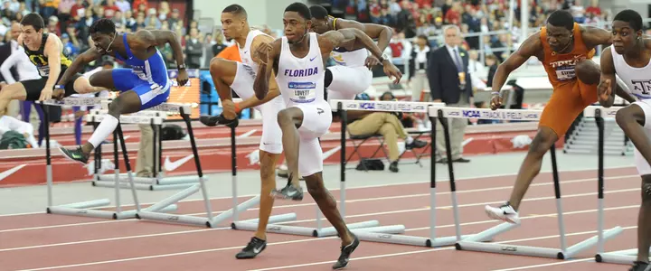 Lovett Captures NCAA Hurdles Crown in Meet Record 7.50 as Gator Men Finish Second