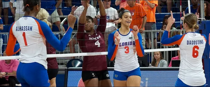 No. 9 Gator Volleyball Cruises Past No. 19 Texas A&M in Straight Sets
