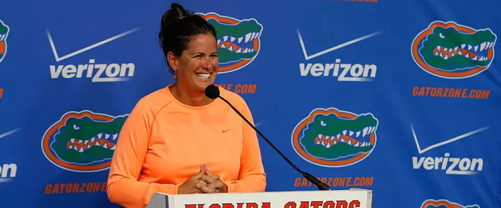 Becky Burleigh speaks at Monday's All-Sports Press Conference