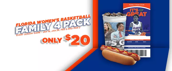 Sunday Special for Women's Hoops Home Game includes Family 4 Pack