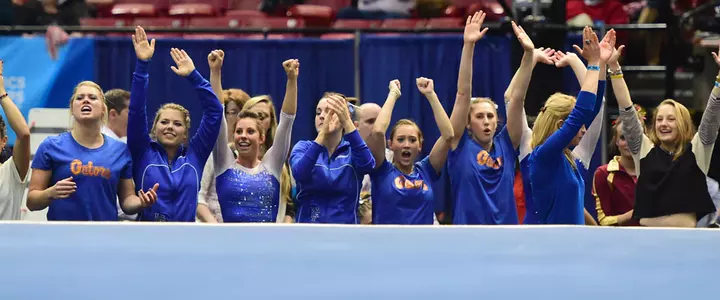 Gator gymnasts head to Saturday's NCAA Super Six after sharing semifinal win