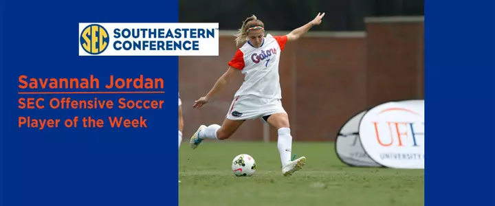 Florida's Savannah Jordan is SEC Offensive Soccer Player of the Week